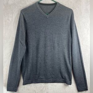 SONOMA Gray V-Neck Merino Wool Sweater Medium
